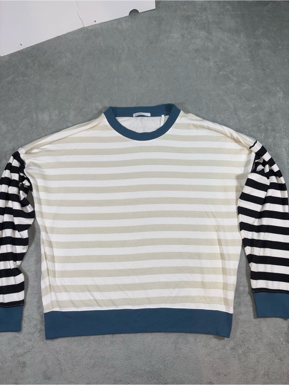 BLDWN Multi-Stripe Heavyweight Crewneck Sweatshirt Large